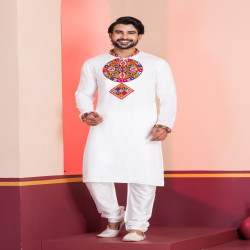 Navratri Special Men’s Embroidered Rayon Kurta Pajama Set